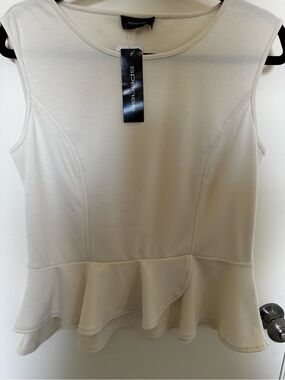 Spense Cream Sleeveless Peplum Camisole